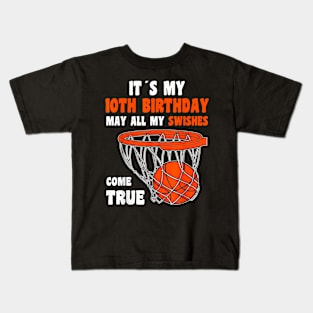 10 Year Old Happy 10th Birthday Basketball 10th Birthday Kids T-Shirt